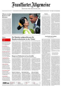 Titelseite "Frankfurter Allgemeine Zeitung" vom 20. November 2012