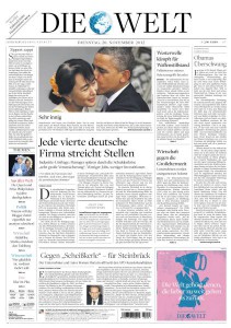 Titelseite "Die Welt" vom 20. November 2012