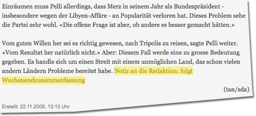 Notiz an die Redaktion Notiz an die Redaktion