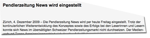 Tamedia-Pressemitteilung von 2009